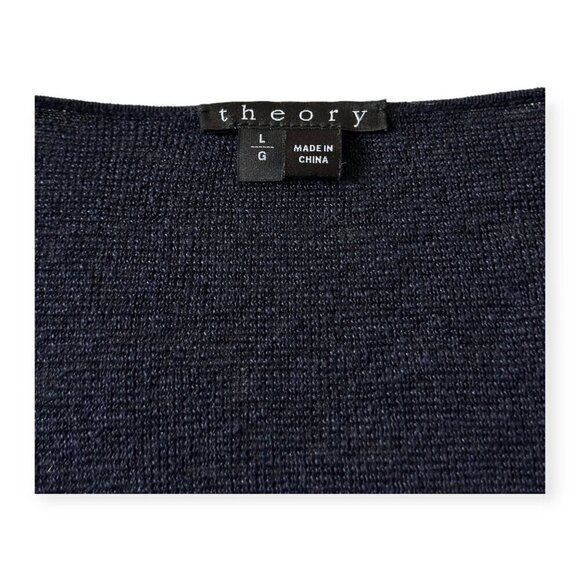 Theory Larlissa Sag Harbor Blue Linen Blend V neck Sweater, Size L - Picture 10 of 13